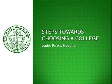 Junior Parent Meeting. 1. Junior Meeting with School Counselor 2. ACT Registration - Take an ACT by the spring of Junior year. 3. ACT Prep Classes –Enroll.