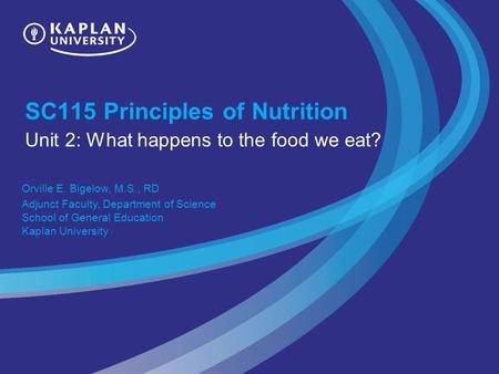 SC115 Principles of Nutrition