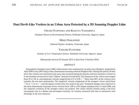 Study Design and Summary Atmospheric boundary layer (ABL) observations were conducted in Sapporo, Japan from April 2005 to July 2007. Three-dimensional.