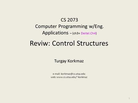 Reviw: Control Structures