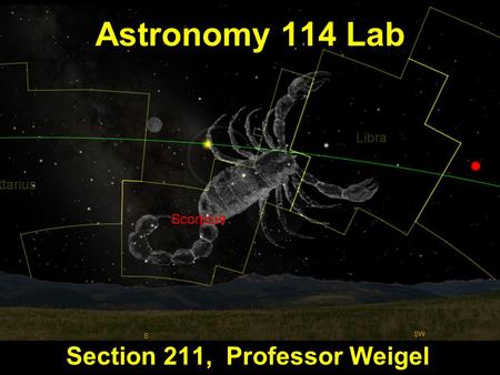 Astronomy 114 Lab Section 211, Professor Weigel. Outline for Today About Goals for this class Attendance Syllabus Safety Star Project Apparent vs. Absolute.
