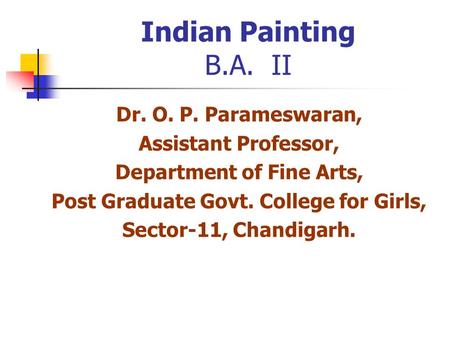 Department of Fine Arts, Post Graduate Govt. College for Girls,