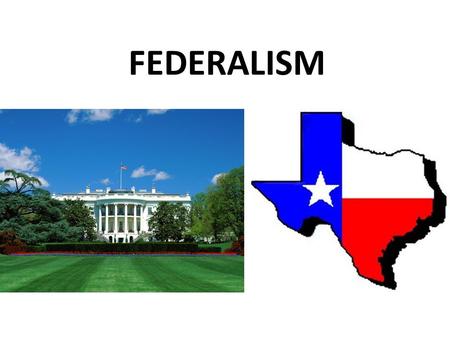 FEDERALISM. DIVISION OF POWER BETWEEN NATIONAL AND STATE GOVERNMENT.