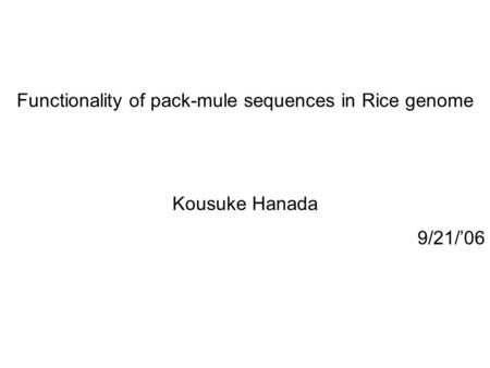 Functionality of pack-mule sequences in Rice genome Kousuke Hanada 9/21/’06.