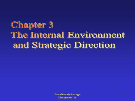 Foundations in Strategic Management, 2e. 1. 2 Learning Objectives Understand the: The leadership responsibilities of executive managers The responsibilities.