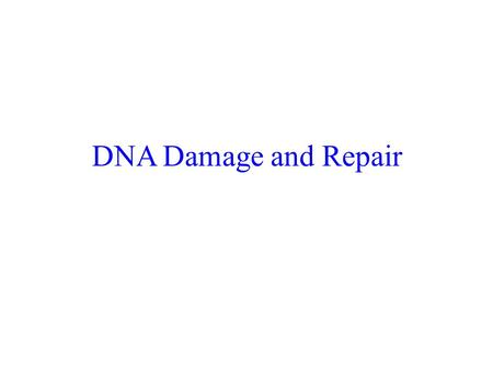 DNA Damage and Repair. An Overview Because each cell contains only one or two copies of its DNA, the DNA sequence is highly protected from harm. DNA is.