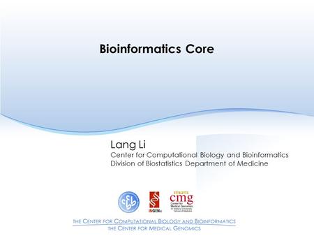 Bioinformatics Core Lang Li Center for Computational Biology and Bioinformatics Division of Biostatistics Department of Medicine.