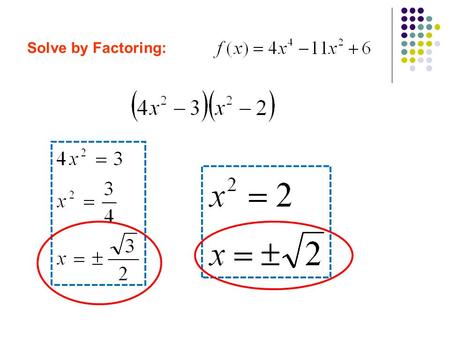 Solve by Factoring:. Solve by completing the Square: