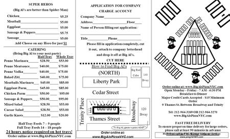 BIG AL ' S CHICAGO STYLE Large And In - Charge ! APPLICATION FOR COMPANY CHARGE ACCOUNT Company Name_____________________ Address____________________Floor____.