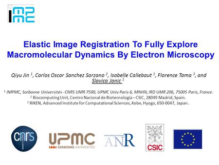 Elastic Image Registration To Fully Explore Macromolecular Dynamics By Electron Microscopy Qiyu Jin 1, Carlos Oscar Sanchez Sorzano 2, Isabelle Callebaut.