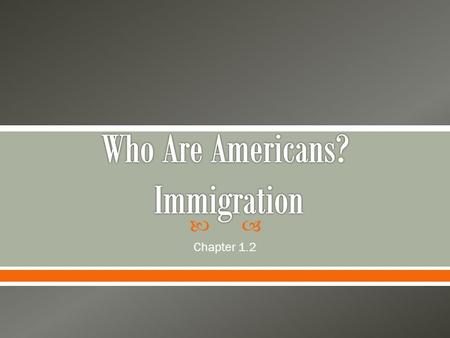  Chapter 1.2.  The US is a nation of immigrants.  There are many common misconceptions about immigrants.