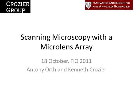 High Throughput Microscopy