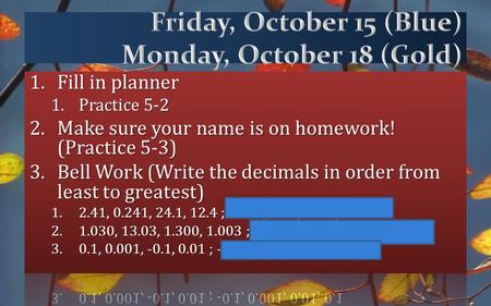 Today’s Objective SWBAT – write fractions as decimals – write terminating and repeating decimals as fractions.