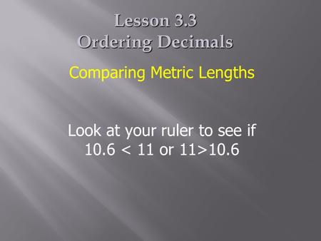 Lesson 3.3 Ordering Decimals