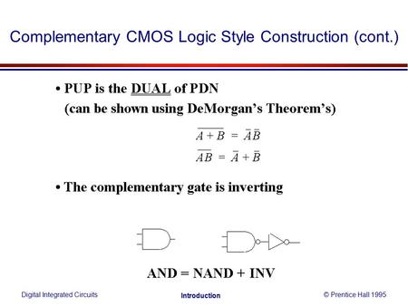 Complementary CMOS Logic Style Construction (cont.)