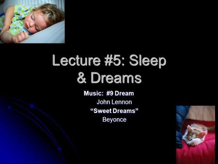 Lecture #5: Sleep & Dreams Music: #9 Dream John Lennon “Sweet Dreams” Beyonce.