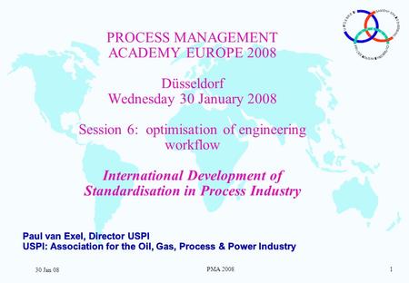 30 Jan 08 PMA 20081 Paul van Exel, Director USPI USPI: Association for the Oil, Gas, Process & Power Industry Paul van Exel, Director USPI USPI: Association.