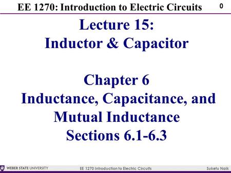 EE 1270: Introduction to Electric Circuits