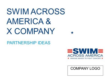 SWIM ACROSS AMERICA & X COMPANY PARTNERSHIP IDEAS COMPANY LOGO.