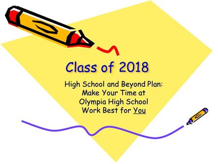 Class of 2018 High School and Beyond Plan: Make Your Time at Olympia High School Work Best for You.