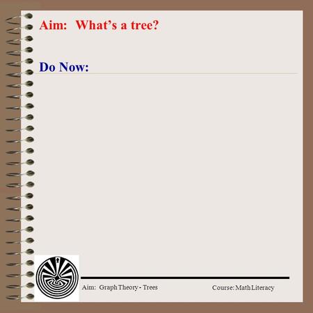 Aim: Graph Theory - Trees Course: Math Literacy Do Now: Aim: What’s a tree?