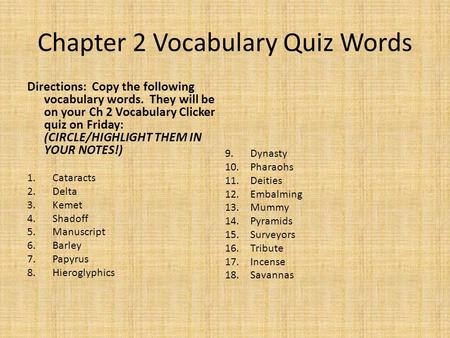 Chapter 2 Vocabulary Quiz Words