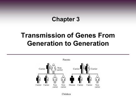 Transmission of Genes From Generation to Generation Chapter 3.