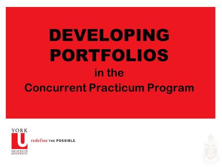 DEVELOPING PORTFOLIOS in the Concurrent Practicum Program.