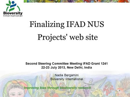 Finalizing IFAD NUS Projects' web site Second Steering Committee Meeting IFAD Grant 1241 22-23 July 2013, New Delhi, India Nadia Bergamini Bioversity International.