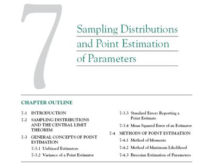 7-1 Introduction The field of statistical inference consists of those methods used to make decisions or to draw conclusions about a population. These.