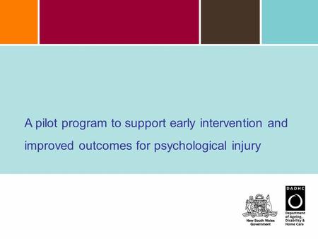 A pilot program to support early intervention and improved outcomes for psychological injury.