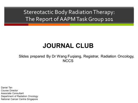 Stereotactic Body Radiation Therapy: The Report of AAPM Task Group 101