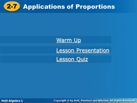 Applications of Proportions