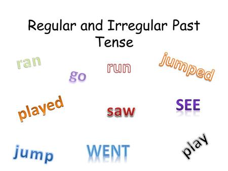 Regular and Irregular Past Tense. Regular Verbs The blind men approach the elephant. The blind men approached the elephant.