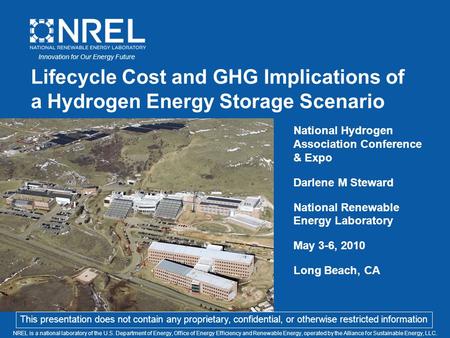 NREL is a national laboratory of the U.S. Department of Energy, Office of Energy Efficiency and Renewable Energy, operated by the Alliance for Sustainable.