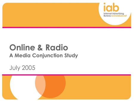 Online & Radio A Media Conjunction Study July 2005.