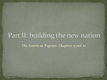 The American Pageant: Chapters 9 and 10. Society of Cincinnati Formed by The Continental Army officers Membership limited Passed on values of the Revolution.