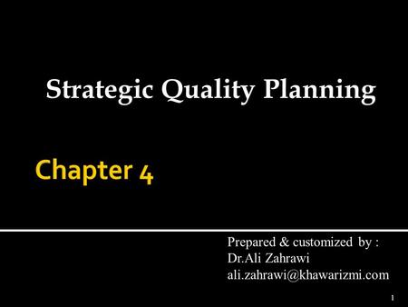 Strategic Quality Planning