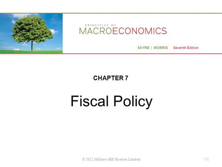 SAYRE | MORRIS Seventh Edition Fiscal Policy CHAPTER 7 7-1© 2012 McGraw-Hill Ryerson Limited.