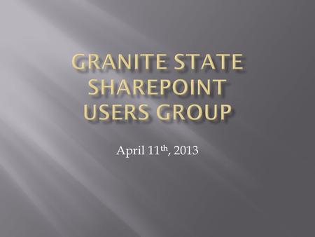 April 11 th, 2013.  Meeting Agenda  A Word from our Sponsors  Speaker  Marcel Meth, Owner/Founder, MATHFT, LLC  Q&A  Group business  Next Meeting.