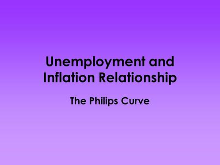 Unemployment and Inflation Relationship The Philips Curve.