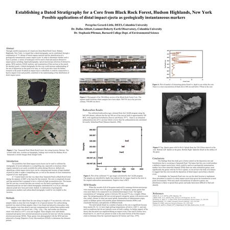 Establishing a Dated Stratigraphy for a Core from Black Rock Forest, Hudson Highlands, New York Possible applications of distal impact ejecta as geologically.