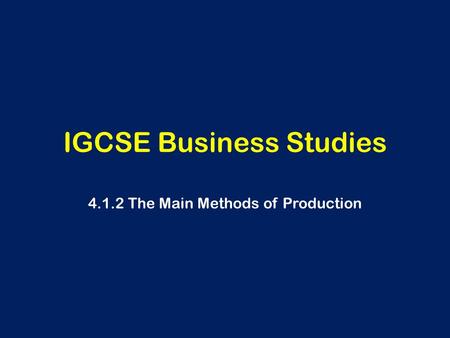 IGCSE Business Studies