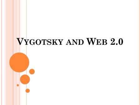 V YGOTSKY AND W EB 2.0. W HO WAS V YGOTSKY ? Vygotsky was a Russian psychologist. He was interested in studying how we learn and develop our cognitive.