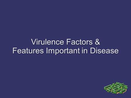 Virulence Factors & Features Important in Disease.