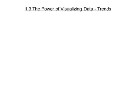 1.3 The Power of Visualizing Data - Trends. Example 1 a) Create a scatter plot. Year Number of Homicides 1998558 1999538 2000546 2001553 2002582 2003549.