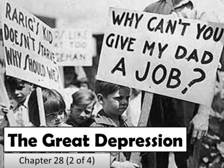 The Great Depression Chapter 28 (2 of 4). WW1 Ends, But Financial Problems Begin.