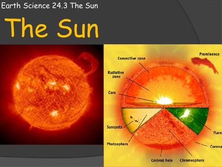 Earth Science 24.3 The Sun The Sun.