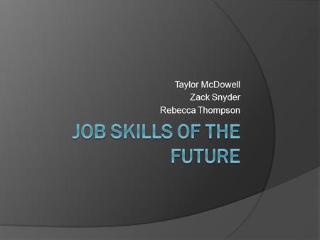 Taylor McDowell Zack Snyder Rebecca Thompson. Installation  Needs to know how to use hand tools Needs a high school diploma Got to know mathematics Got.