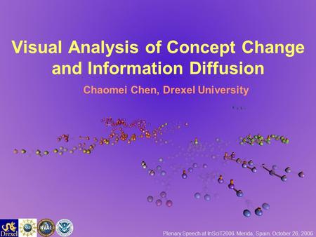 Visual Analysis of Concept Change and Information Diffusion Chaomei Chen, Drexel University Plenary Speech at InSciT2006. Merida, Spain. October 26, 2006.